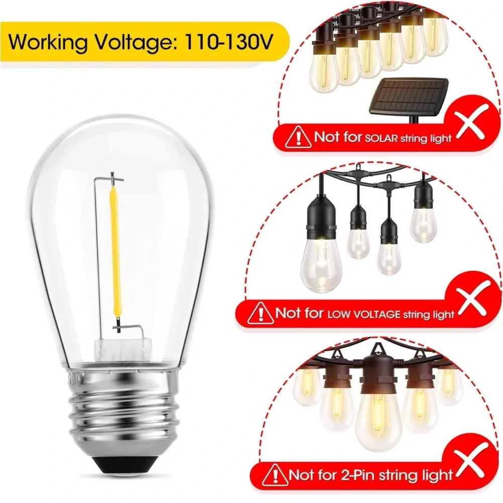 NEW! 24-Pack LED 1W Replacement Light Bulbs Shatterproof Edison Vintage Style